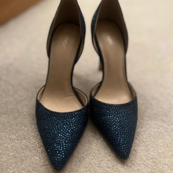 Navy embellished sparkly court shoes - Picture 3 of 4